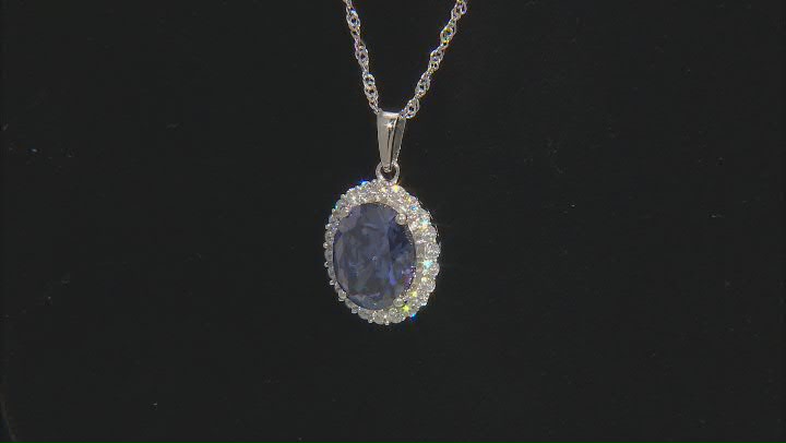 Blue And White Cubic Zirconia Rhodium Over Silver Pendant 7.75ctw Video Thumbnail