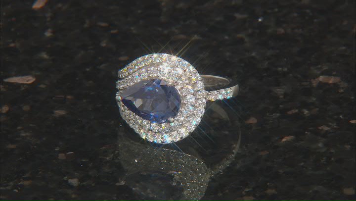 Blue And White Cubic Zirconia Rhodium Over Silver Ring 5.94ctw Video Thumbnail