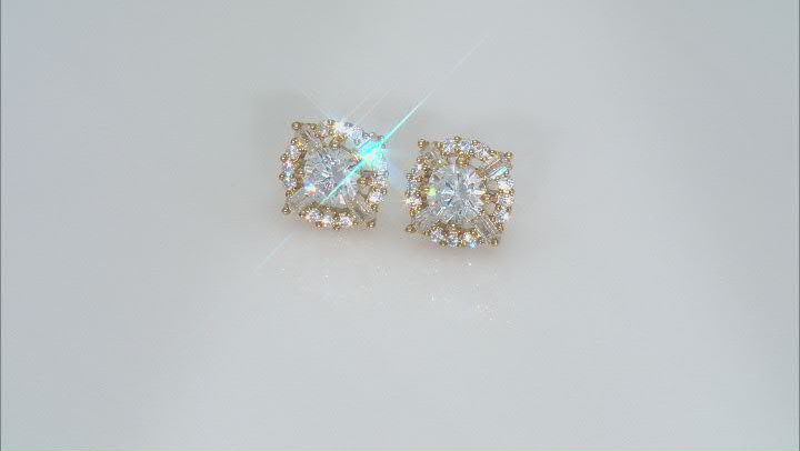 White Cubic Zirconia 18k Yellow Gold Over Sterling Silver Earrings 3.66ctw Video Thumbnail