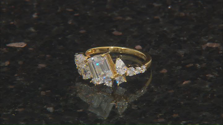 White Cubic Zirconia 18k Yellow Gold Over Sterling Silver Ring 3.84ctw Video Thumbnail