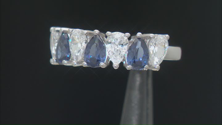 Blue And White Cubic Zirconia Rhodium Over Sterling Silver Ring 6.00ctw Video Thumbnail