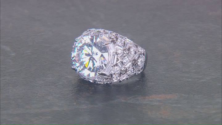 White Cubic Zirconia Rhodium Over Sterling Silver Ring 10.59ctw Video Thumbnail