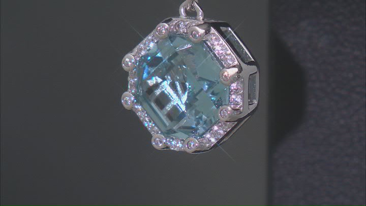 Blue Lab Created Spinel And White Cubic Zirconia Rhodium Over Silver Earrings 16.02ctw Video Thumbnail