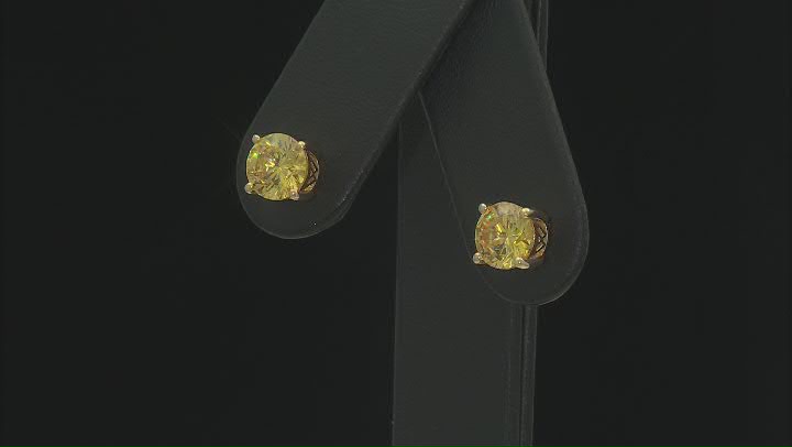 Canary Cubic Zirconia 18k Yellow Gold Over Sterling Silver Earrings 6.00ctw Video Thumbnail