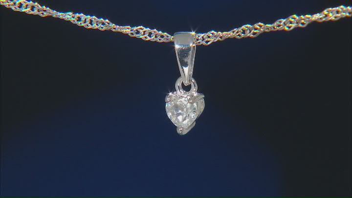 White Lab Created Sapphire Rhodium Over Silver Childrens Pendant With Chain & Earrings Set 0.90ctw Video Thumbnail