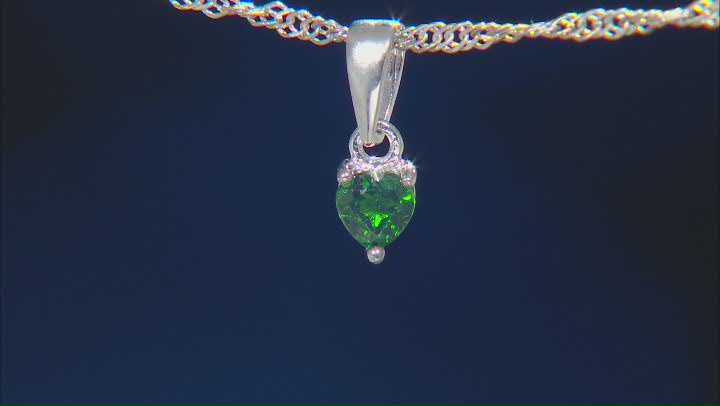 Green Chrome Diopside Rhodium Over Silver Childrens Pendant With Chain And Earrings Set 0.77ctw Video Thumbnail