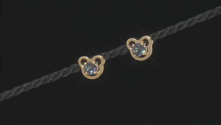 Blue Lab Alexandrite 18k Yellow Gold Over Silver Childrens Teddy Bear Stud Earrings 0.59ctw Video Thumbnail