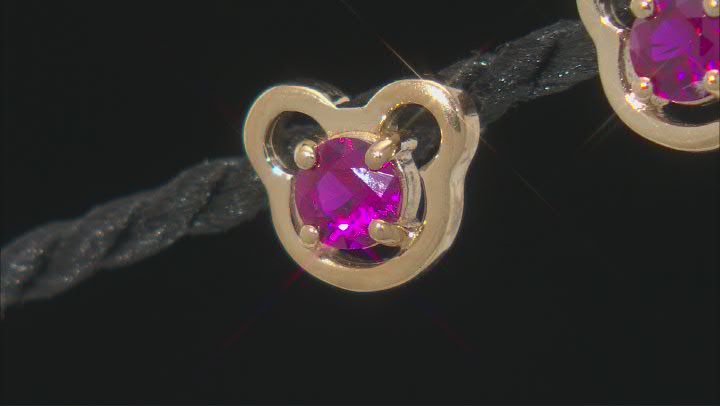 Red Lab Created Ruby 18k Yellow Gold Over Silver Childrens Teddy Bear Stud Earrings 0.51ctw Video Thumbnail