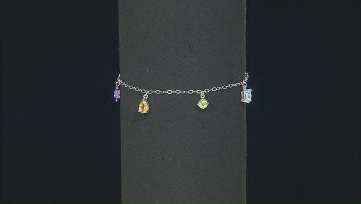 Sky Blue Topaz Rhodium Over Sterling Silver Childrens Anklet 1.48ctw Video Thumbnail