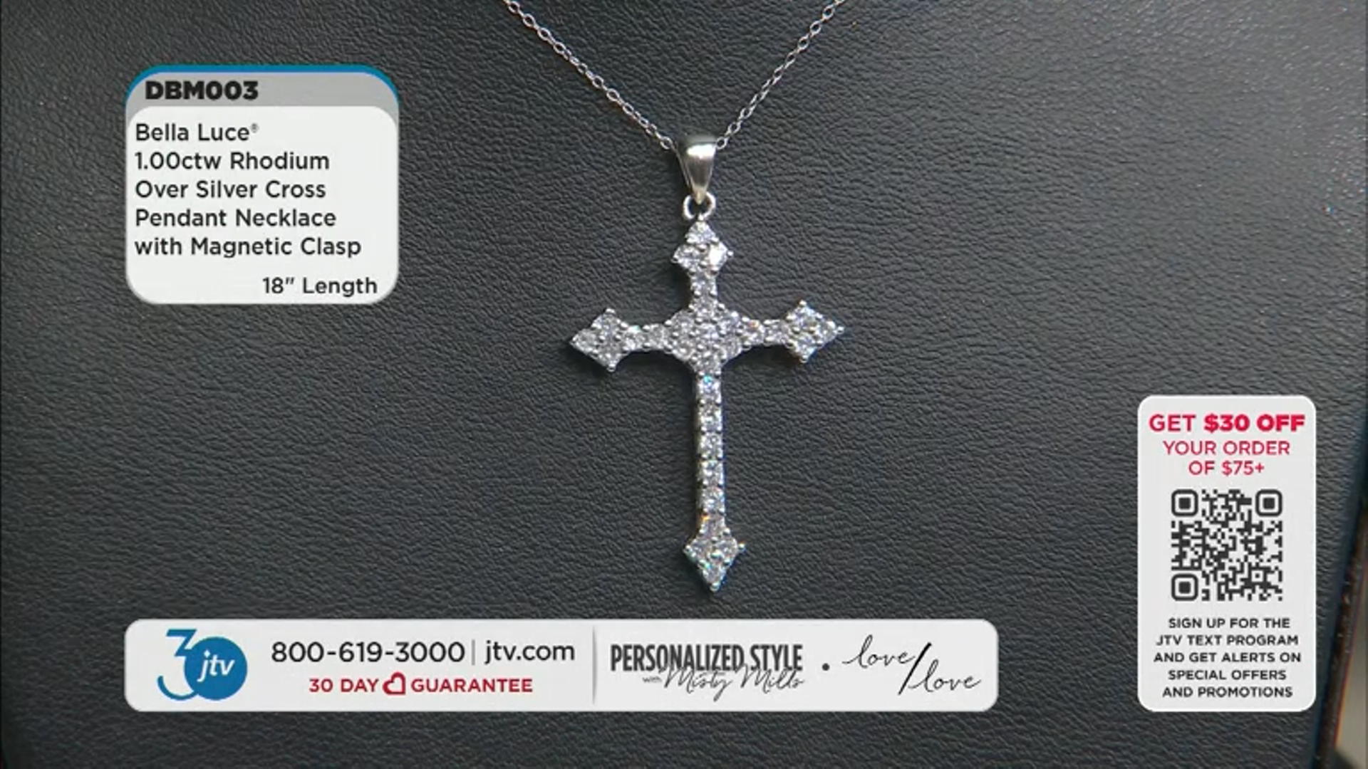White Cubic Zirconia Rhodium Over Sterling Silver Cross Pendant Necklace With Magnetic Clasp 1.00ctw Video Thumbnail