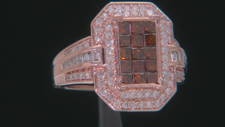 Red And White Diamond Ring 10k Rose Gold 1.50ctw Video Thumbnail