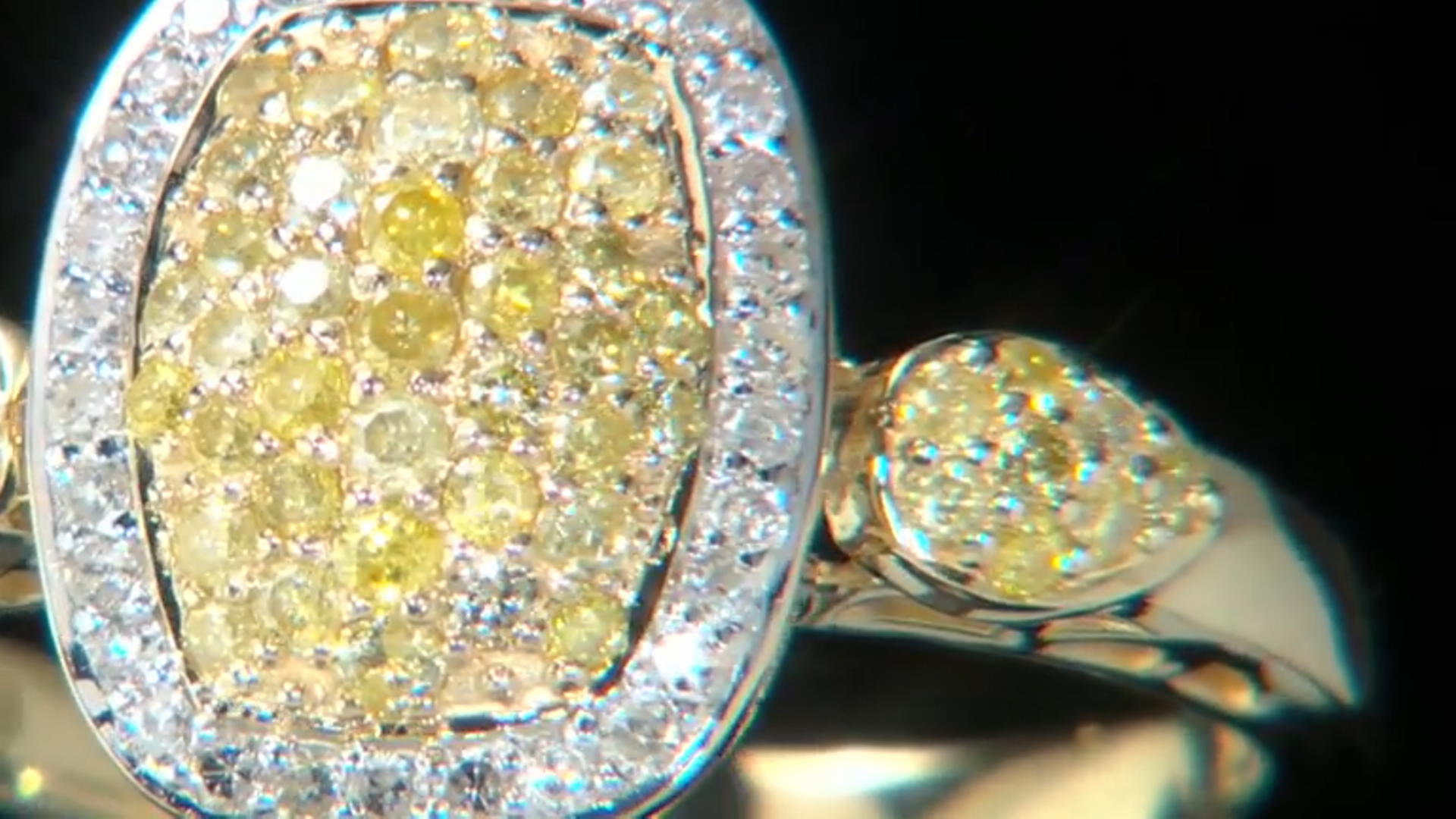 Natural Yellow And White Diamond 10k Yellow Gold Ring 0.53ctw Video Thumbnail