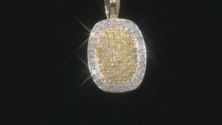 Natural Yellow And White Diamond 10k Yellow Gold Cluster Pendant With 18" Singapore Chain 0.35ctw Video Thumbnail