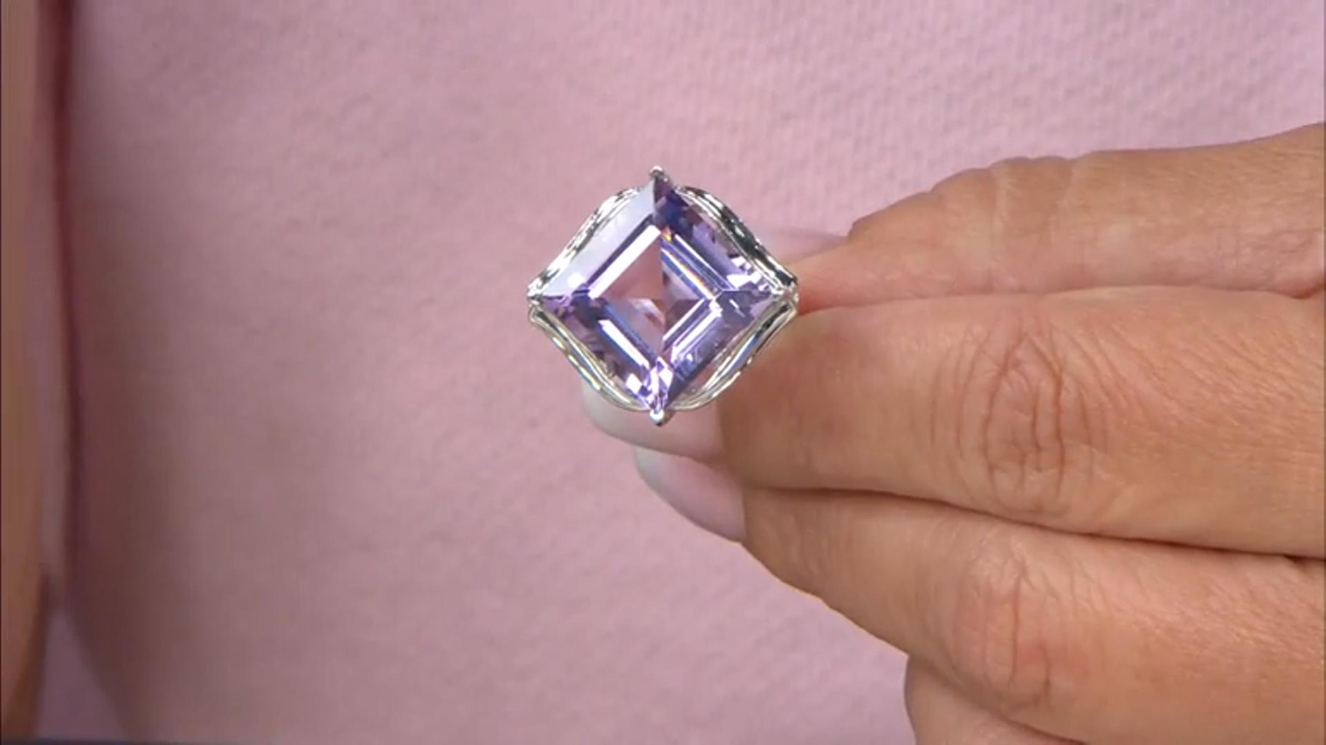 Purple Amethyst Rhodium Over Sterling Silver Ring 7.60ct Video Thumbnail