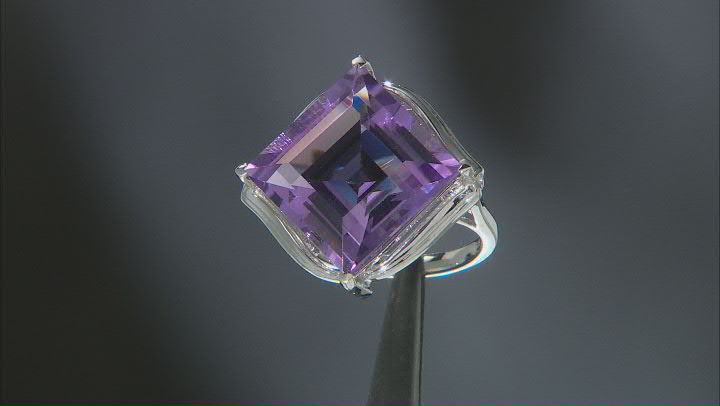 Purple Amethyst Rhodium Over Sterling Silver Ring 7.60ct Video Thumbnail