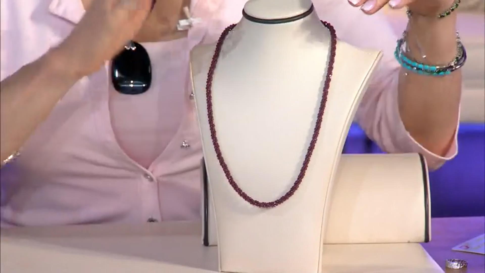 Red Garnet Rhodium Over Sterling Silver Beaded Necklace Video Thumbnail