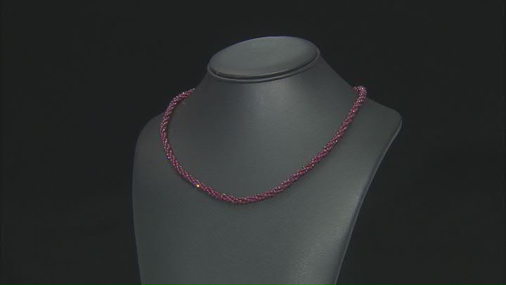Red Garnet Rhodium Over Sterling Silver Beaded Necklace Video Thumbnail