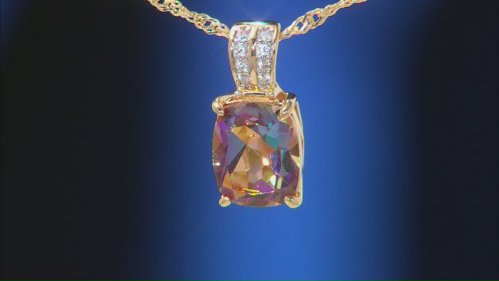 Multicolor Northern Lights™ Quartz 18k Yellow Gold Over Sterling Silver Pendant With Chain 2.36ctw Video Thumbnail