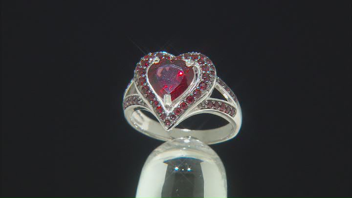 Red Garnet Rhodium Over Sterling Silver Ring 2.55ctw Video Thumbnail