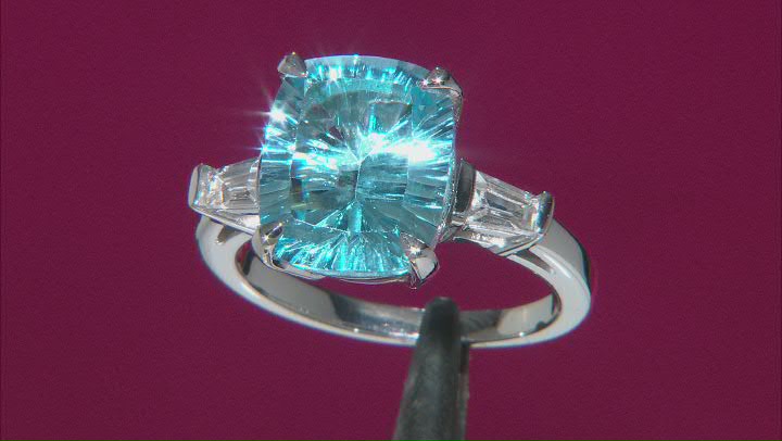 Sky Blue Topaz Rhodium Over Sterling Silver Ring 5.41ctw Video Thumbnail
