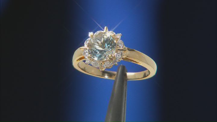 Blue Aquamarine 18k Yellow Gold Over Sterling Silver Ring 0.92ctw Video Thumbnail