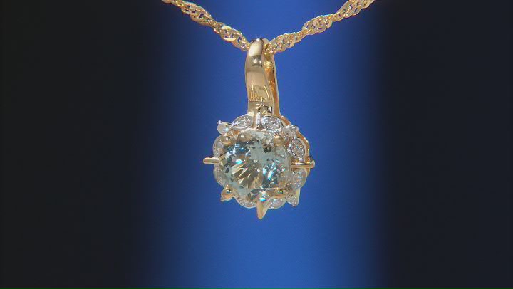 Blue Aquamarine 18k Yellow Gold Over Sterling Silver Pendant With Chain 0.92ctw Video Thumbnail