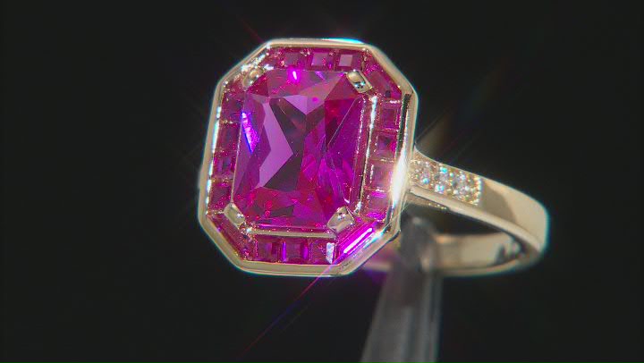 Pink Lab Created Sapphire 18k Yellow Gold Over Sterling Silver Ring 2.80ctw Video Thumbnail