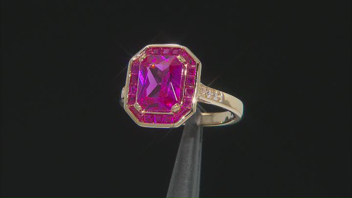 Pink Lab Created Sapphire 18k Yellow Gold Over Sterling Silver Ring 2.80ctw Video Thumbnail
