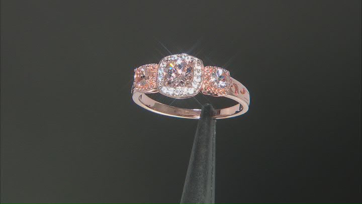 Peach Morganite 14K Rose Gold Over Sterling Silver Ring 0.99ctw Video Thumbnail