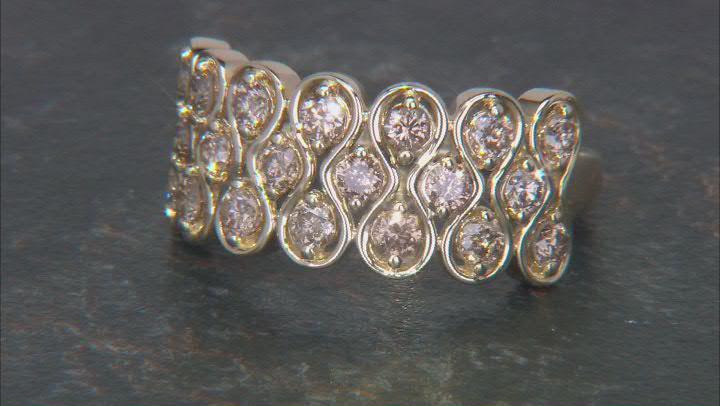 Champagne Diamond 10k Yellow Gold Cluster Ring 1.00ctw Video Thumbnail