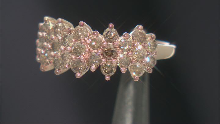 Champagne Diamond 10k Yellow Gold Cluster Ring 1.45ctw Video Thumbnail