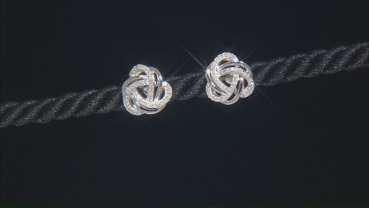 White Diamond 10k White Gold Love Knot Stud Earrings 0.25ctw Video Thumbnail