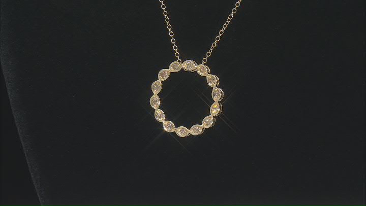 Champagne Diamond 10k Yellow Gold Circle Pendant With 19" Cable Chain 0.50ctw Video Thumbnail