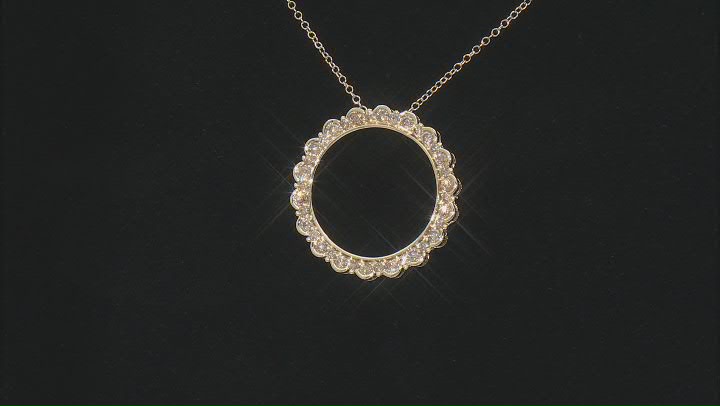 Champagne Diamond 10k Yellow Gold Circle Pendant With 19" Cable Chain 1.50ctw Video Thumbnail