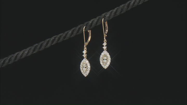 White Diamond 10k Yellow Gold Dangle Earrings 0.75ctw Video Thumbnail