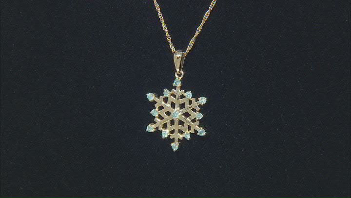 Ice Blue Diamond 10k Yellow Gold Snowflake Pendant With An 18" Singapore Chain 0.25ctw Video Thumbnail