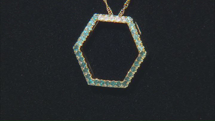 Shades Of Blue And White Diamond 10k Yellow Gold Slide Pendant With 18" Singapore Chain 0.50ctw Video Thumbnail