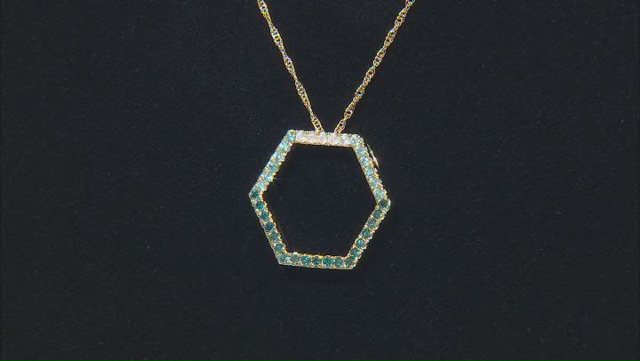 Shades Of Blue And White Diamond 10k Yellow Gold Slide Pendant With 18" Singapore Chain 0.50ctw Video Thumbnail