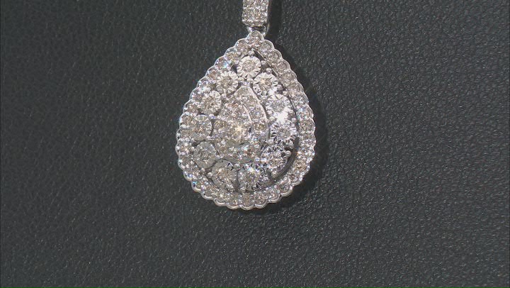 White Diamond 10k White Gold Cluster Teardrop Pendant With 18" Rope Chain 0.504ctw Video Thumbnail