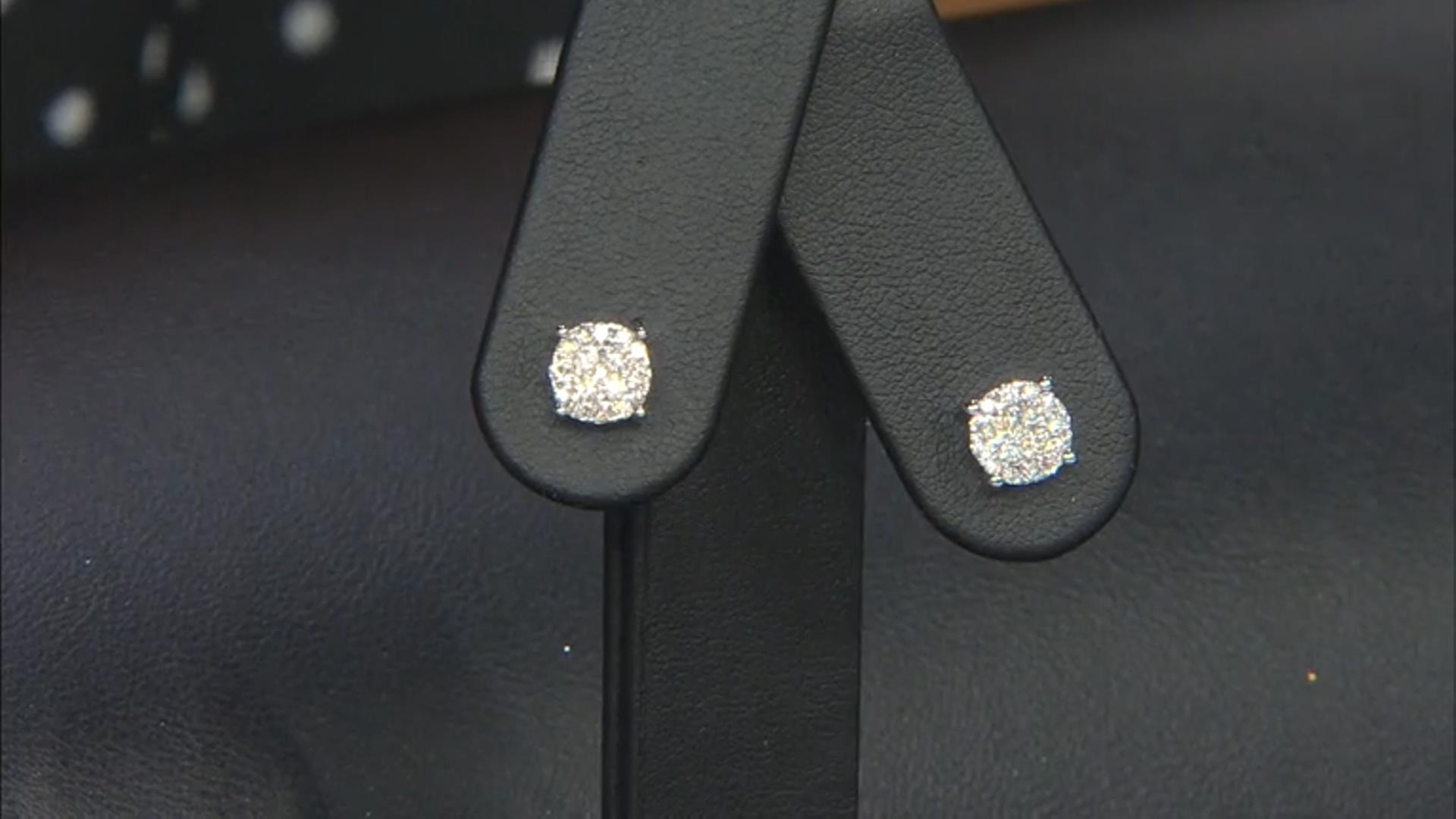 White Diamond 10k White Gold Cluster Earrings 0.45ctw Video Thumbnail