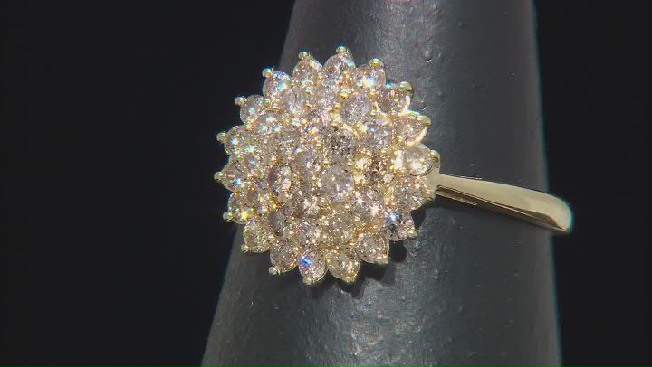 Champagne Diamond 10k Yellow Gold Cluster Ring 1.00ctw Video Thumbnail