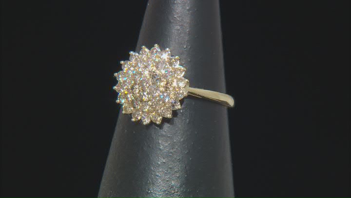 Champagne Diamond 10k Yellow Gold Cluster Ring 1.00ctw Video Thumbnail