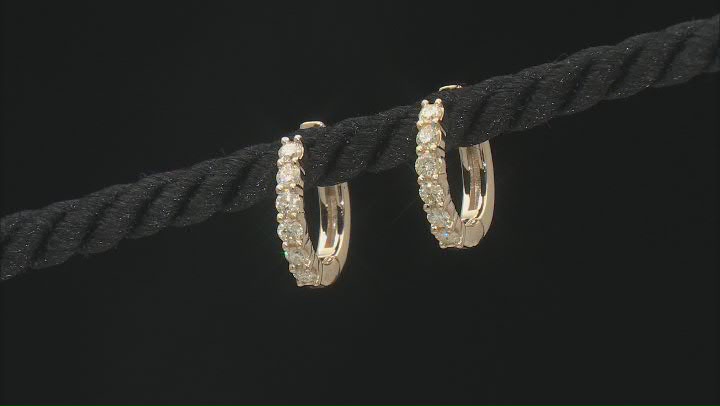 Natural Yellow Diamond 10k Yellow Gold Huggie Earrings 0.50ctw Video Thumbnail