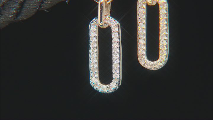 White Diamond 10k Yellow Gold Paperclip Earrings 0.20ctw Video Thumbnail