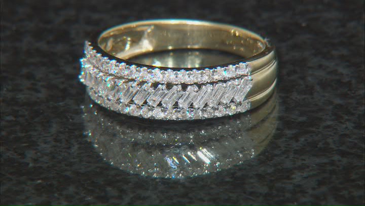 White Diamond 10k Yellow Gold Band Ring 0.55ctw Video Thumbnail