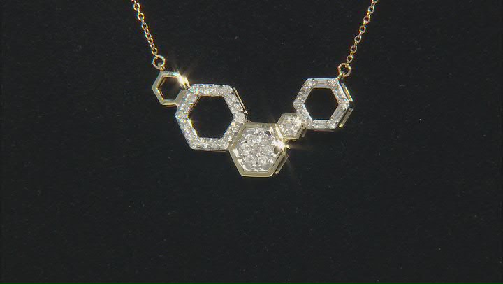 White Diamond 10k Yellow Gold Honeycomb  Necklace 0.50ctw Video Thumbnail