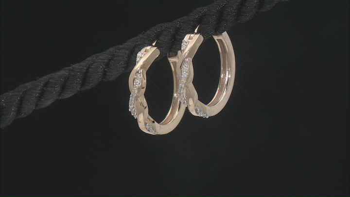 White Diamond 10k Yellow Gold Hoop Earrings 0.10ctw Video Thumbnail