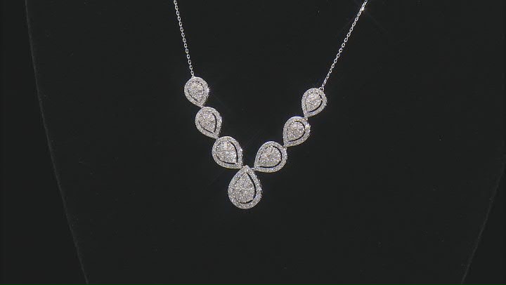 White Diamond 10k White Gold Halo Necklace 2.00ctw Video Thumbnail