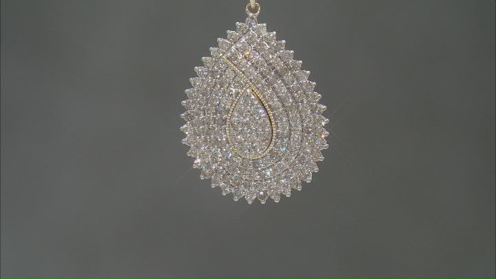 White Diamond 10k Yellow Gold Dangle Cluster Pendant With 19" Cable Chain 2.00ctw Video Thumbnail