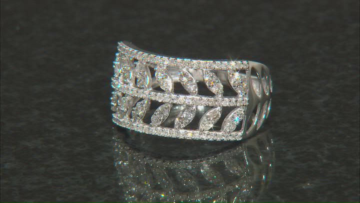 White Diamond 10k White Gold Wide Band Floral Ring 0.65ctw Video Thumbnail